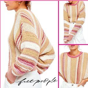 NWT Free People Show Me Love Striped Knit Pullover Sweater : Size M